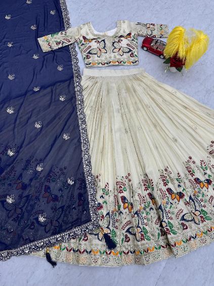 Dazzle in Exquisite Tissue Silk Lehenga Choli Dupatta Set