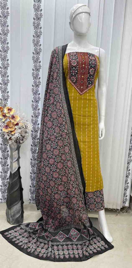 Elegant Cotton Jacquard Ajrak Suit Set ✨