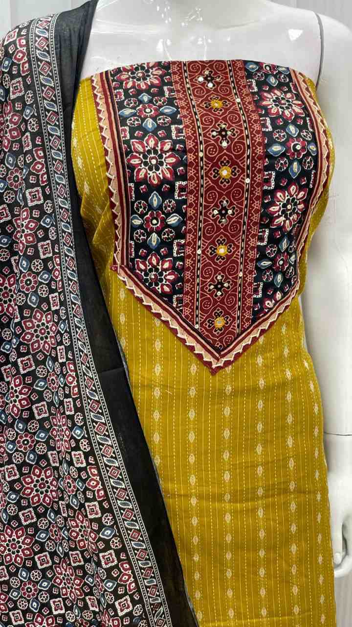 Elegant Cotton Jacquard Ajrak Suit Set ✨