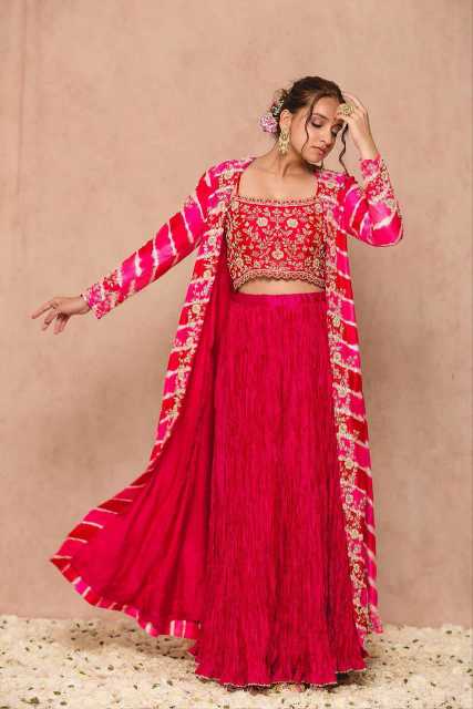 Stunning Georgette Shrug Lehenga