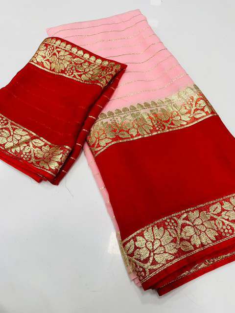 Viscose Georgette Saree with Contrast Blouse