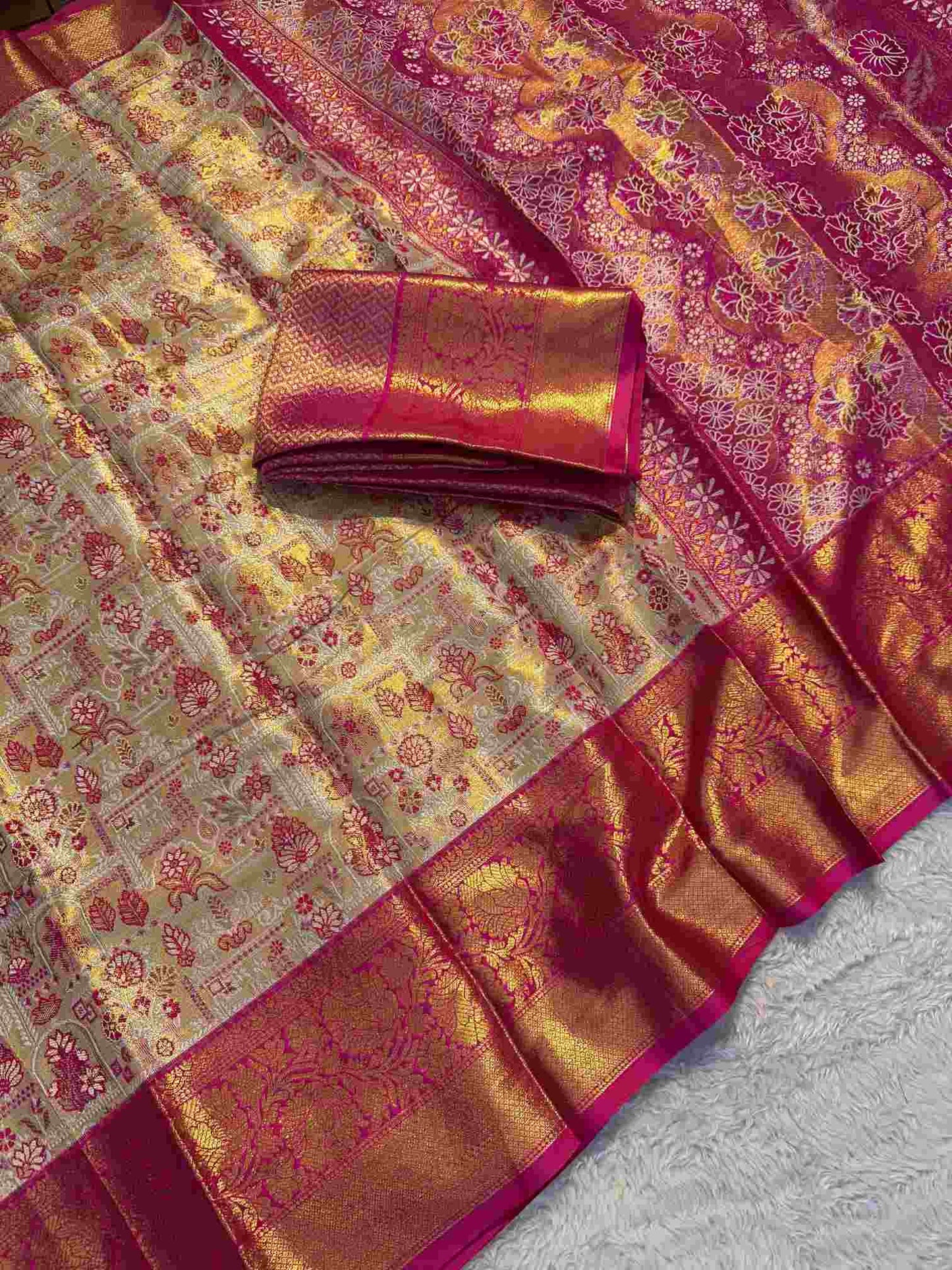 Silk Saree with Contrast Khaddi Border