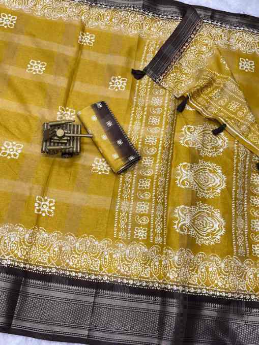 Cotton Silk Printed Saree with Zari Accents