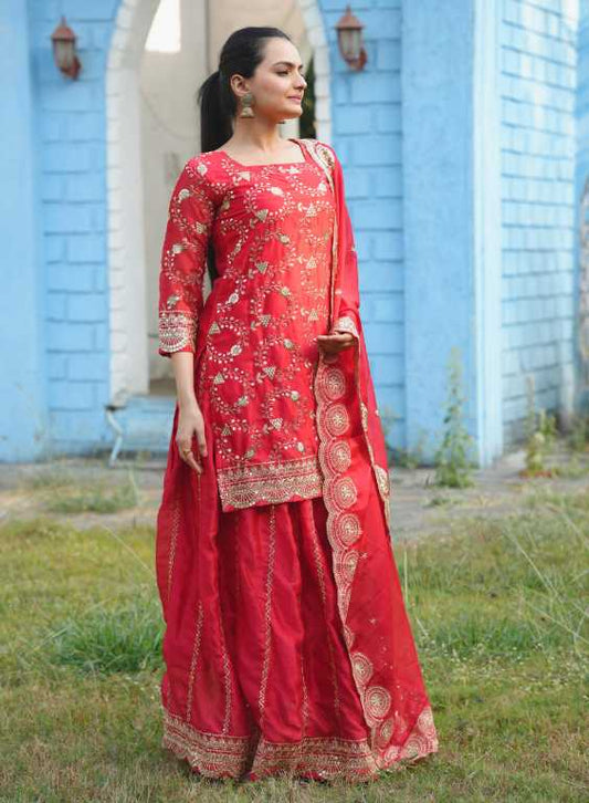 Embroidered Rangoli Silk Lehenga Suit