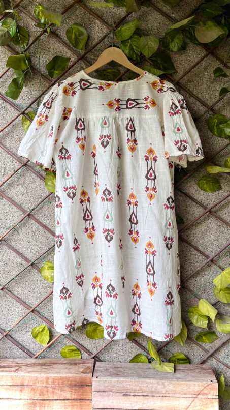 Ikat Print Cotton Dress