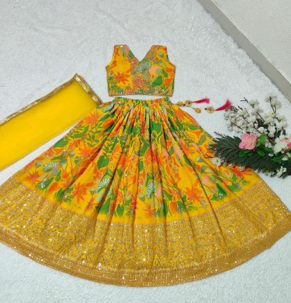 Faux Georgette Lehenga Set for Girls